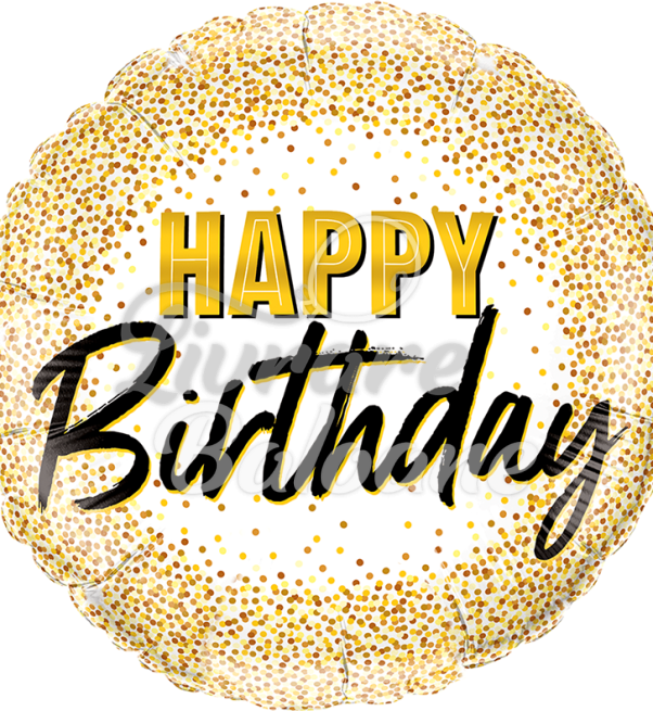 Balon cu Heliu_Happy Birthday_Confetti Auriu (LB-15003)