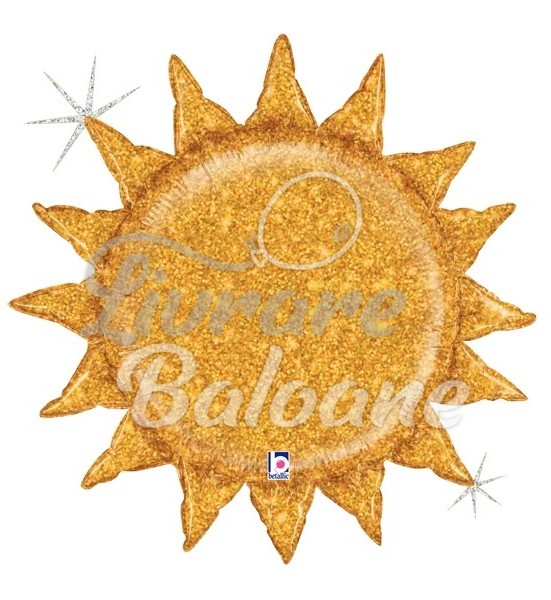 Balon cu Heliu_Soare Auriu cu Sclipici