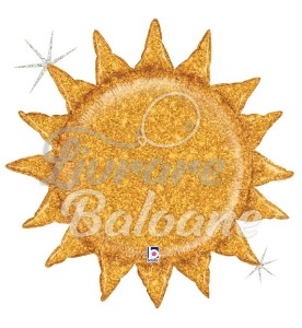 Balon cu Heliu_Soare Auriu cu Sclipici