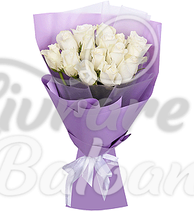Buchet din 15 Trandafiri Albi 60 cm