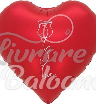 Balon cu Heliu_Inimǎ Roşie cu Trandafir (LB-16065)