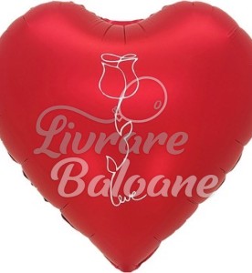Balon cu Heliu_Inimǎ Roşie cu Trandafir (LB-16065)