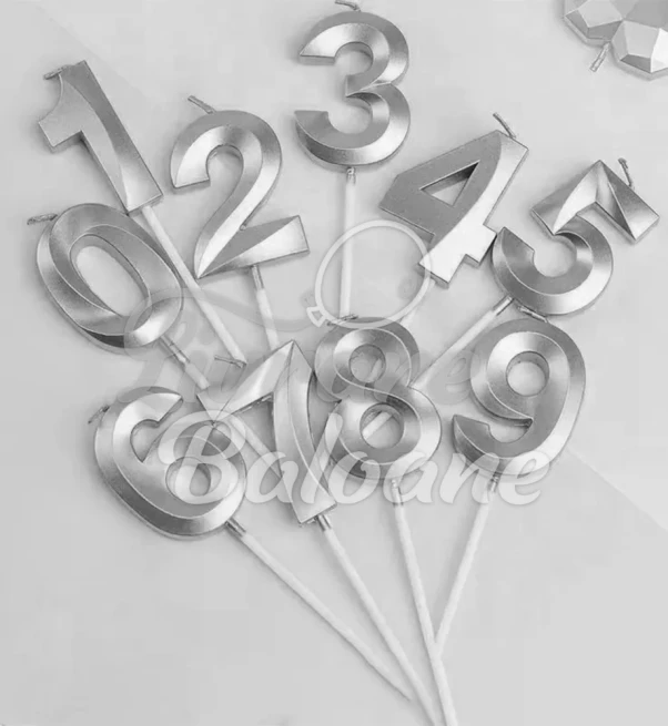 Lumânare metalică cu acul lung NUMĂR ARGINTIU