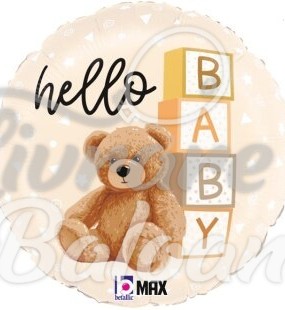 Balon cu Heliu_Cerc_Ursuleț de Pluș_Hello Baby