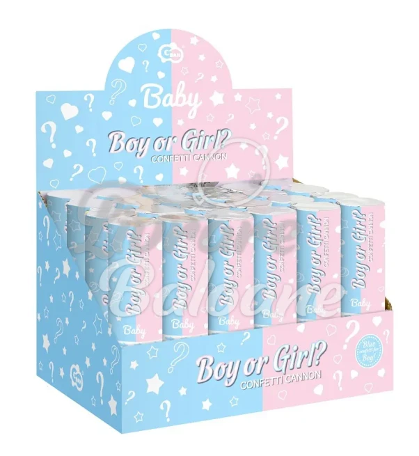 Tun de confetti cu cercuri de hârtie roz/albastru_Băiat sau Fetiță (LB-23013)