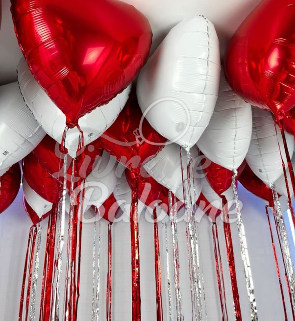 Inimi Roşii şi Albe cu Heliu pentru Tavan (LB-16012)