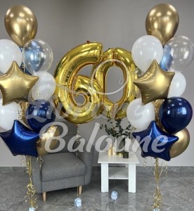 Set Baloane Aniversare_60 Elegant Gold & Navy (LB-11053)