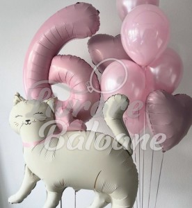 Воздушные шарики для девочек с цифрой и котом (LB-130027)