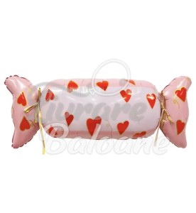 Balon Figurinǎ cu Heliu_Bomboanǎ Roz cu Inimi Roşii (LB-18152)